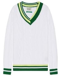 Scotch & Soda - V Neck Dropped Shoulder Cable Knit Sweater - Lyst