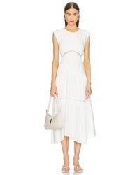 FRAME - Gathered Seam Lace Inset Dress - Lyst