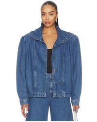 ROTATE BIRGER CHRISTENSEN - Gathered Denim Jacket - Lyst