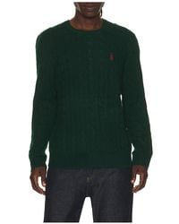Polo Ralph Lauren - Long Sleeve Wool Cashmere Cable Knit Crewneck Sweater - Lyst