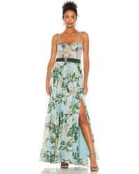 PATBO Floral Bustier Belted Maxi Dress - Blau