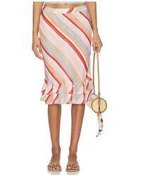 With Harper Lu - Frill Midi Skirt - Lyst