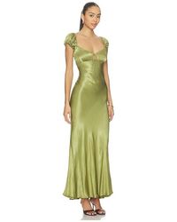 sachin and babi light blue dress Bardot Yve Plunging Halter Sequin + Satin Slip Maxi Dress in Green