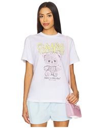 Ganni - Basic Cotton Jersey Teddy Relaxed T-Shirt - Lyst