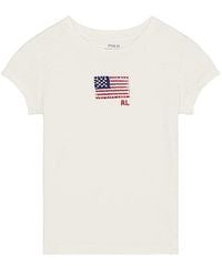 Polo Ralph Lauren - Kurzärmeliges T-Shirt Aus Baumwoll-Jersey Mit Eingestickter Flagge - Lyst