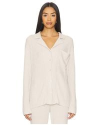 Barefoot Dreams - Cozychic Ultra Lite Lurex Rib Button Front Shirt - Lyst