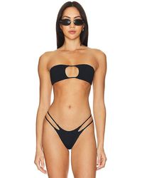 Indah - Janice Solid Smocked Bandeau Bikini Top - Lyst
