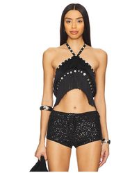 Jaded London - Fringe Button Cross Over Top - Lyst