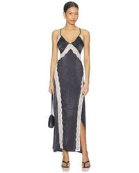 how should a maxi dress fit Natalia Blue and Gold Watercolor Maxi Dress - L Size - Women's Dresses