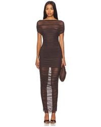 SER.O.YA - Vestido Midi Noel Off Shoulder Mesh En Color Chocolate Talla (También En M, S, Xl, Xs) - Lyst