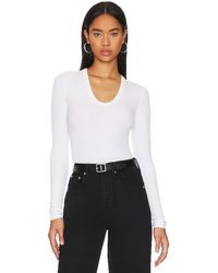 Enza Costa - Knit Long Sleeve Fitted U Top - Lyst