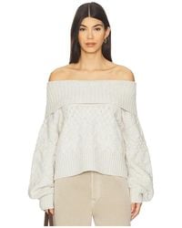 525 America - Maureen Mixed Cable Cowl Neck Pullover - Lyst
