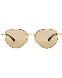 Bottega Veneta - Thin Triangle Round Sunglasses - Lyst