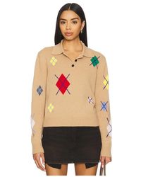 MSGM - Broken Argyle Sweater - Lyst
