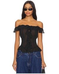 Lioness - Blusa Con Detalle De Volantes En Color Negro Talla (También En M, S, Xl, Xs, Xxl, Xxs) - Lyst