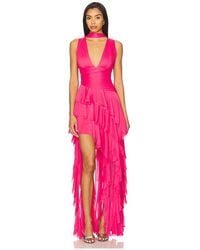 Alice + Olivia - Holly Ruffle Maxi Dress With Scarf - Lyst