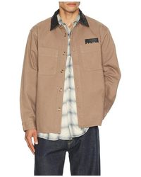 Palmes - Twill Leather Collar Overshirt - Lyst