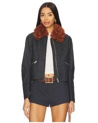 Free People - X Revolve Jayce Faux Leather Jacket With Faux Fur Trim - Lyst
