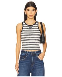 Ganni - Striped Rib Tank Top - Lyst