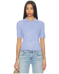 Autumn Cashmere - Solid Cropped Short Sleeve Polo - Lyst