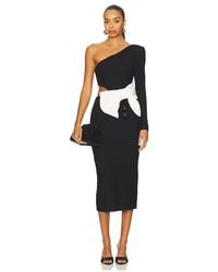 PATBO - Vestido Midi De Punto Con Un Solo Hombro Grace En Color Negro Talla (También En M, S, Xl, Xs) - Lyst