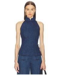 SAU LEE - Ezra Denim Top - Lyst