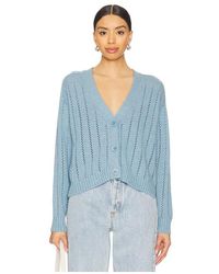 Autumn Cashmere - Cropped V Neck Cardigan With Pointelle Ladder Stitch - Lyst