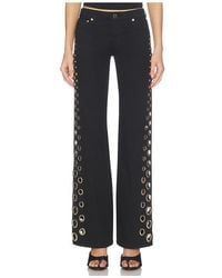 Alice + Olivia - Roxie Low Rise Straight Flare Full Length Jean With Grommets - Lyst