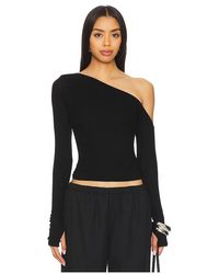 Michael Lauren - Magdaleno Long Sleeve Asymmetrical Fitted Cold Shoulder Top - Lyst