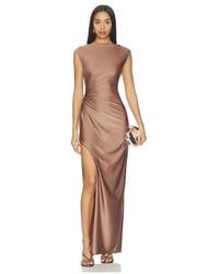 LAPOINTE - ROBE DE SOIRÉE RUCHED GOWN WITH SLIT en Brown - Lyst