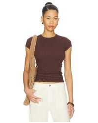 Enza Costa - Textured Rib Cap Sleeve Crew - Lyst