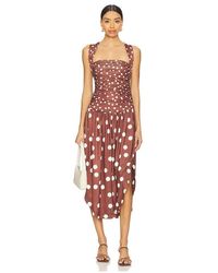 knee length dresses for ladies Odessa Cotton Knit Combo Midi Dress in bazaar blue