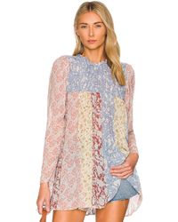FREE PEOPLE Womens Long Sleeve Wildest Moment Print Tunic Blouse Top XS S M L 