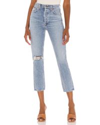 Agolde JEAN DROIT TAILLE HAUTE RILEY - Bleu