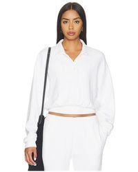 ÉTERNE - French Terry Cropped Polo Sweatshirt - Lyst