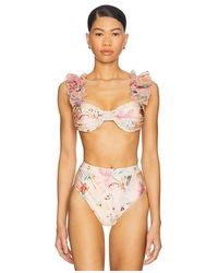 PATBO - Lily Flower Flutter Sleeve Bikini Top - Lyst