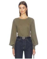 Bobi - Smocked Cuff Rib Neck Tee - Lyst