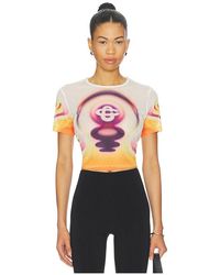 CASABLANCA - Printed Mesh Baby Tee - Lyst