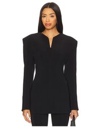 Norma Kamali - Long Sleeve Shoulder Pad V Neck Zip Front Jacket - Lyst