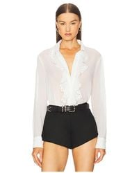 Bardot - Jolanda Lace Trim Frill Shirt - Lyst