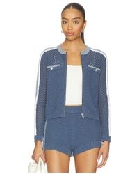 Central Park West - Raya Mixed Stitch Zip Cardi En Color Azul Talla (También En S, Xs, M, Xl) - Lyst