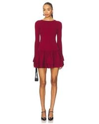 pleated mini dress with sleeves Denim 3/4 Sleeve Tied V-Neck Pleated Mini Dress Sail Blue / S