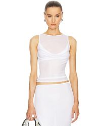 Helsa - Sheer Knit Draped Top - Lyst