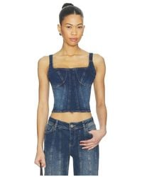 OW Collection - Devin Denim Top - Lyst
