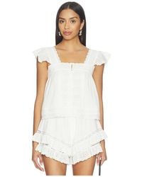 Sea - Eliza Solid Flutter Sleeveles Top - Lyst