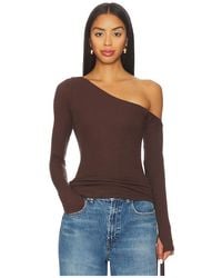 Michael Lauren - Magdaleno Long Sleeve Fitted Asymmetrical Cold Shoulder Top - Lyst