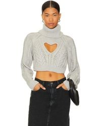 For Love & Lemons - Vera Cropped Cut Out Sweater - Lyst