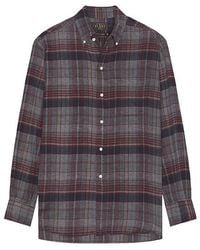 Beams Plus - Open Collar Brushed Satin Plaid Shirt - Lyst