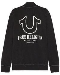 True Religion - Big T Pigment Zip Mock Neck Sweatshirt - Lyst