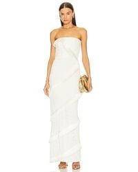 PATBO - Strapless Fringe Trim Maxi Dress - Lyst